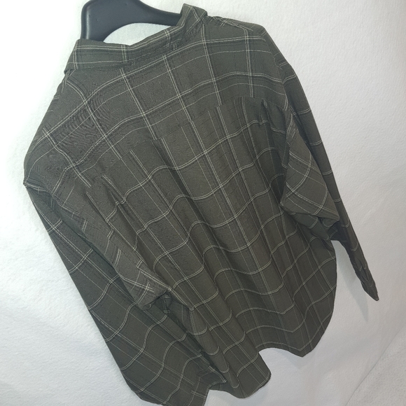 Men's Haggar Premium Luxury Microfiber Long Sleeve Shirt XXL Green Striped - Picture 3 of 9